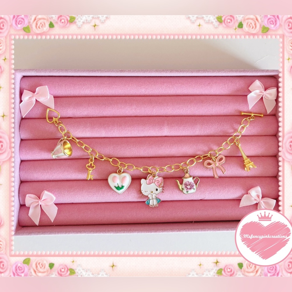 Gold plated Hello Kitty in Paris Charm Bracelet